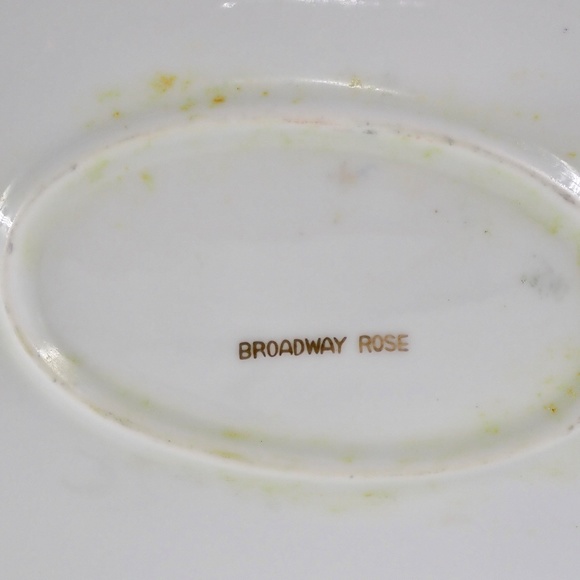 Vtg Japanese Broadway Rose Pattern Fine China Platter Silver Trim Grey on White - Picture 13 of 13